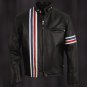 Easy Rider Striped Cowhide Leather Motorcycle Jacket