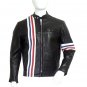 Easy Rider Striped Cowhide Leather Motorcycle Jacket