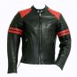 Fight Club Mayhem Black Leather Jacket with Red stripes