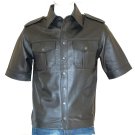 Police Style Half Sleeve Classic Leather Shirt