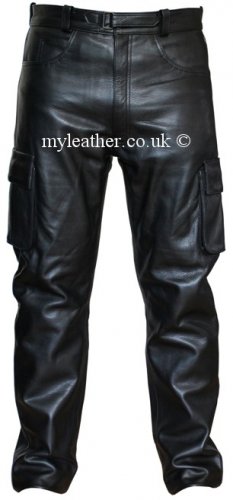 Mens Combat Style Motorcycle Leather Trousers Pants