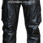 Mens Combat Style Motorcycle Leather Trousers Pants