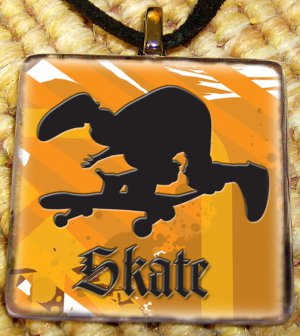 Skateboarding 3 Glass Pendant