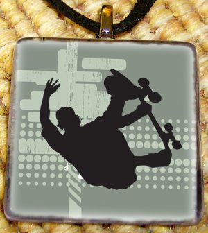 Skateboarding Glass Pendant