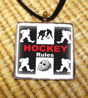 Hockey Rules Glass Pendant