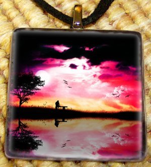 Colorful Sunset Glass Pendant