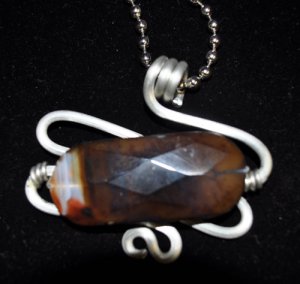 Silver Pendant with Deep Brown Stone