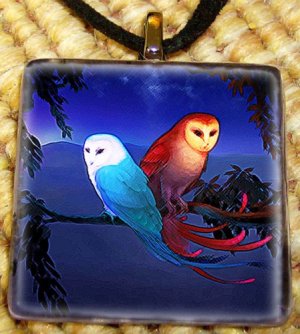 Blue and Red Owl