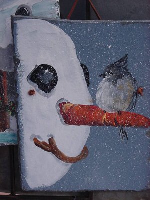 Bluebird on Snowman - Medium Slate