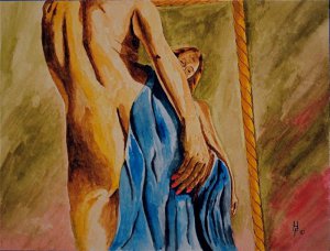 Reflection in the Mirror - Watercolor on paper - 9x12