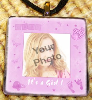 Custom Picture Glass tile Pendant - It's a Girl