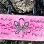 Breast Cancer Butterfly Glass Pendant