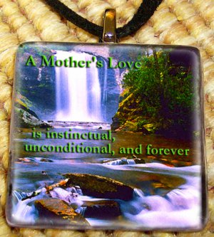 A mother's Love Waterfall Glass Pendant