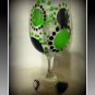 Black And Green Dot Dot Dot 8oz. wine glass