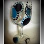 Blue and Black Dots 8 oz wine glass