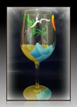 Island Dreams 12 oz hand painted wine glass