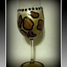 Cheetah 12 oz hand painted wine glass