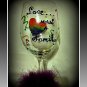 Love Makes a Family Rainbow 16 oz hand painted wine glass