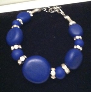 Navy Polymer Clay & RhineStone Bracelet