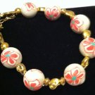 Floral cane style polymer clay bead bracelet