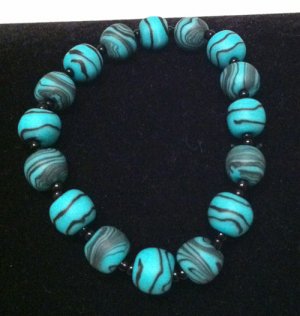 Blue & black polymer clay bracelet