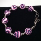 Pink navy & white, polymer clay bracelet