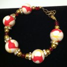 Red, Yellow & White Polymer Clay Bracelet
