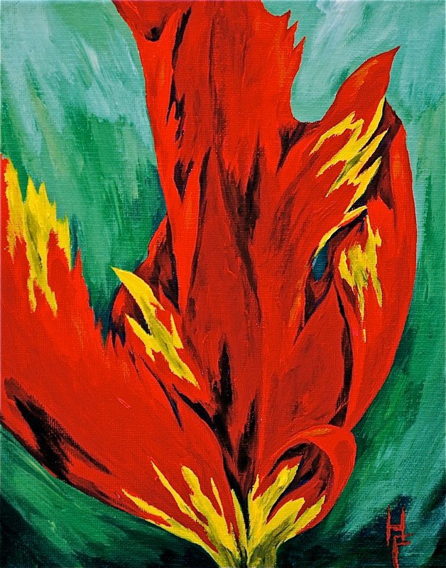Petals of Fire, 3 Acrylic on Canvas 8x10 Framed