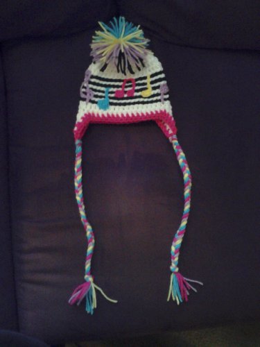 music note earflap hat