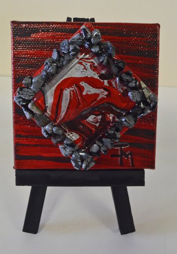 Mini Innergy Art - Red, Black and Silver with Snowflake Obsidian