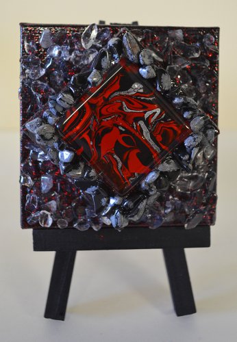 Mini Innergy Art - Red, Black and Silver with Snowflake Obsidian and Quartz