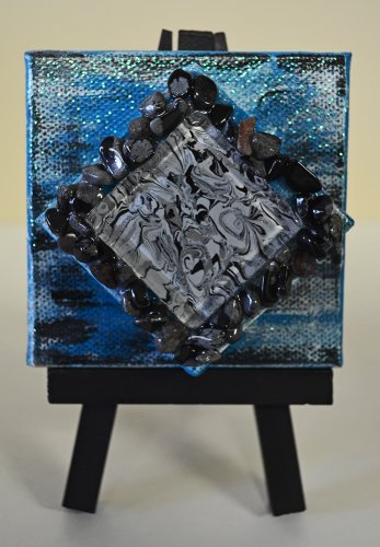 Mini InnergyArt - Black, White and Silver with Snowflake Obsidian