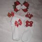 CHRISTMAS BOUTIQUE GIRLS 4.5" HAIRBOW W/ VELCRO SOCKS & CHANGABLE BOWS SZ 3-5 YR