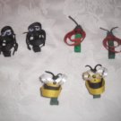 LOT OF 6 LIL BUG BOW 2" CLIPPIES 3 SETS LADYBUGS BEES SPIDERS BOUTIQUE HANDMADE