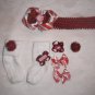 CHRISTMAS PEPPERMINT RED GLITTER HEADBAND BOW W/MATCHING SOCKS SZ 6-18 MOS SET!