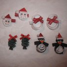 LOT OF 8 CHRISTMAS CLIPPIES SNOWMEN, SANTA, CHRISTMAS TREES, PENGUINS HANDMADE!!