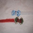 2 CHRISTMAS GIRLS/BABY BOUTIQUE RUFFLE HEADBAND BOWS SNOWMAN / GINGERBREAD MAN
