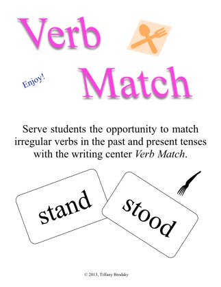 Irregular Verb Match Game or Writing Center - Great for One on One or Small Group PDF