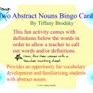 Abstract Noun Bingo Game or Center Vocabulary Development Fun Activity to Print and Use! PDF