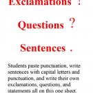Grammar: Exclamations, Questions, & Statements with Capital Letters & Punctuation Bell Ringer PDF