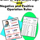 Please Excuse My Dear Aunt Sally Order of Operations Sign and Positive & Negative Numbers Rules