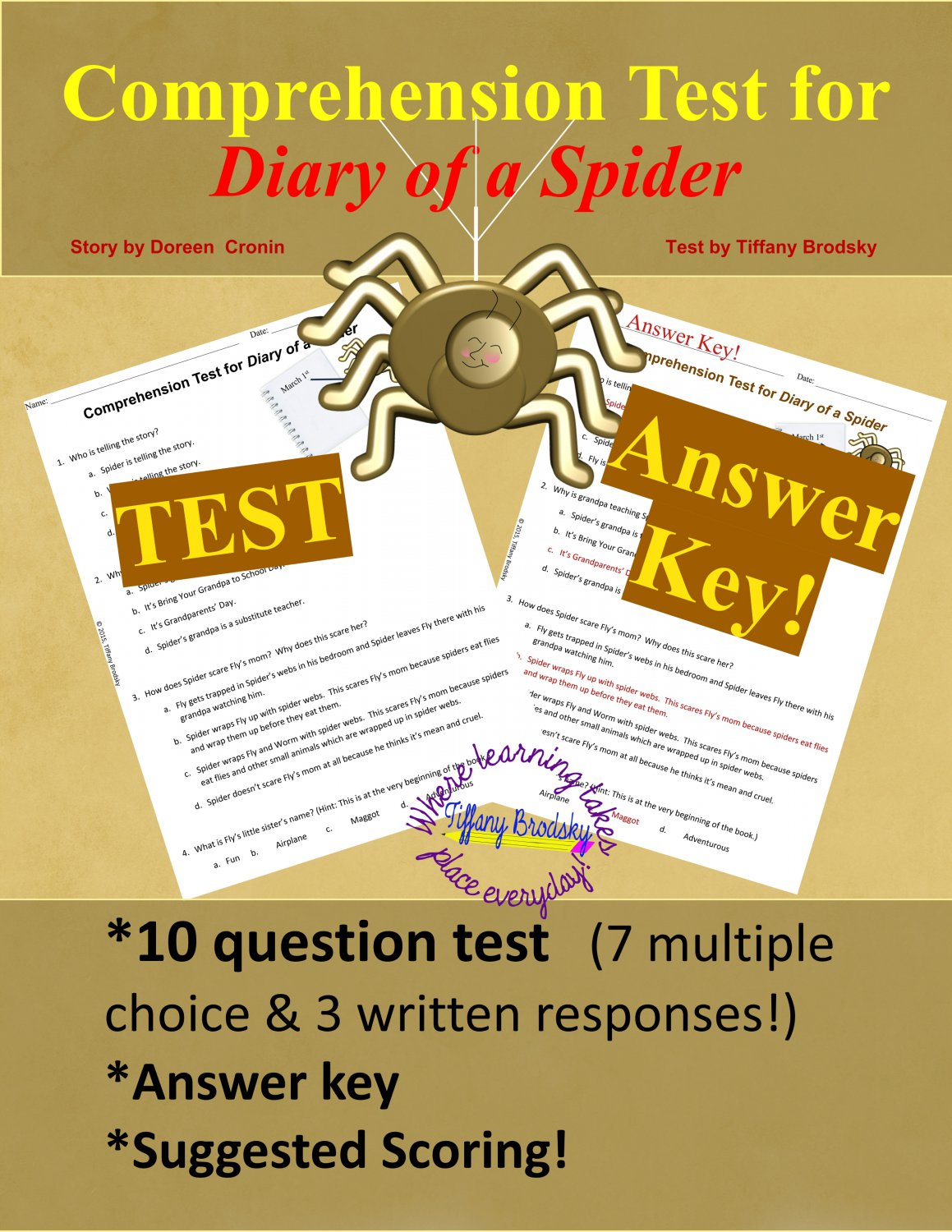Diary of a Spider Test and Answer Key!
