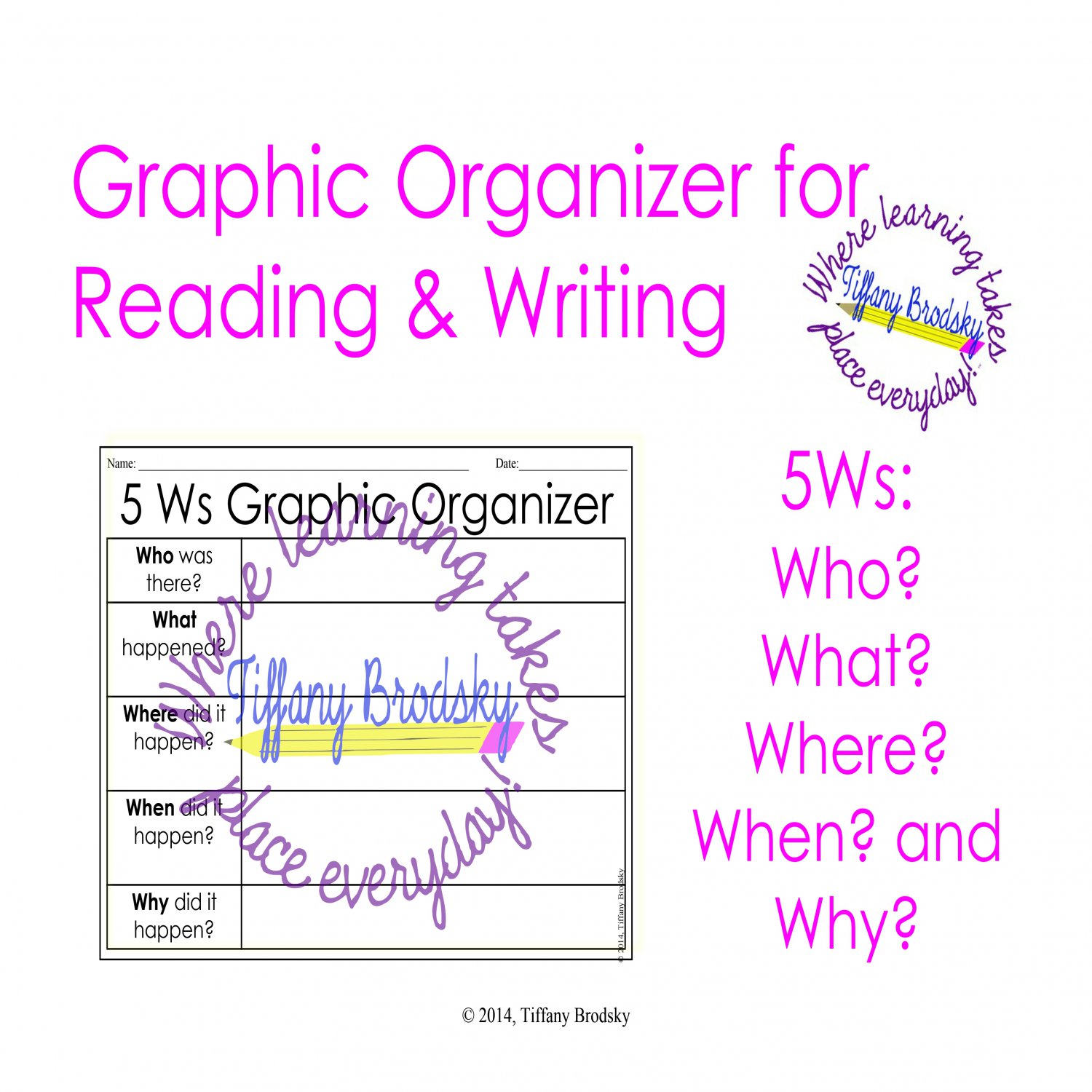 5 Ws Graph Organizer For Writing And Reading