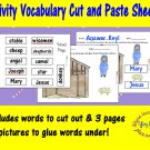 Christmas, Nativity Vocabulary Cut and Paste (Glue) PDF
