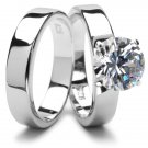 Ashlynn's Polished CZ Solitaire Wedding Ring Set