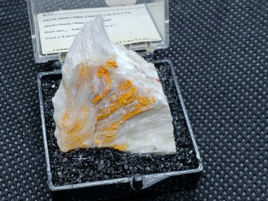 Beautiful Realgar on Ulexite thumbnail specimen