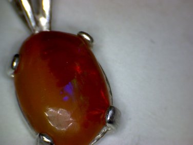Sterling Silver Red Welo Opal Pendant