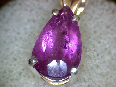 Sterling Silver Rubellite Tourmaline Pear Pendant
