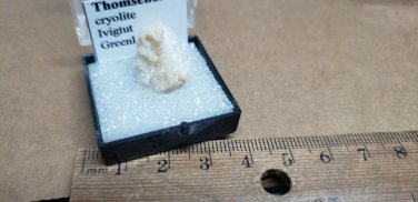 Beautiful Thomsenolite on cryolite thumbnail specimen