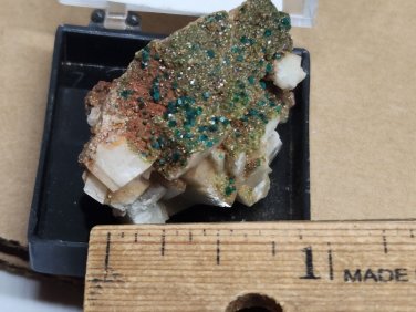 Beautiful Dioptase on Calcite thumbnail specimen